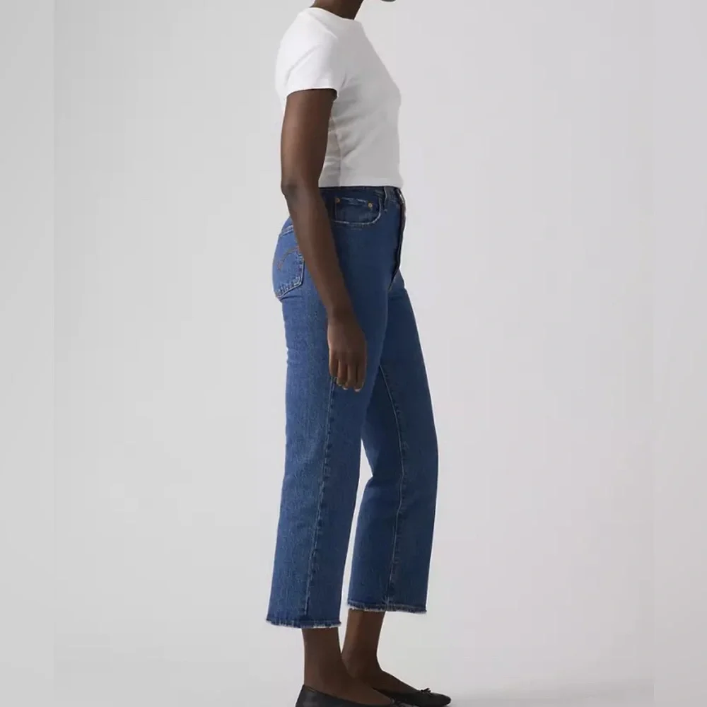 Levi’s Ribcage Straight Blue Jeans Ankle Size 31 High Rise Cropped Denim - Picture 3 of 11